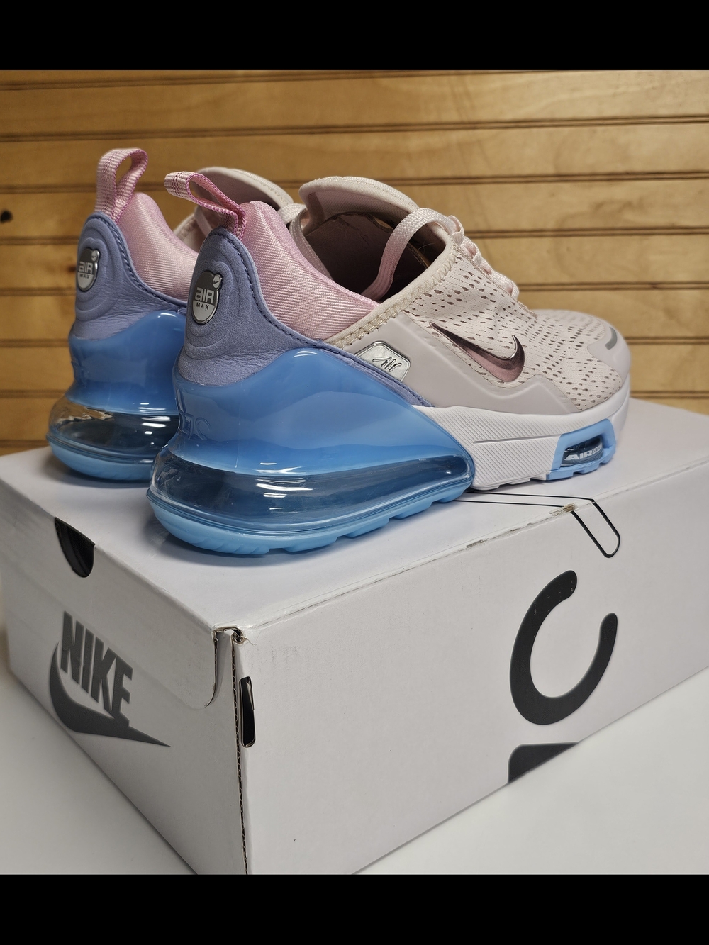Nike Air Max 270 Women's Running Shoe - Light Pink/Blue New Size 7 - Picture 4 of 12